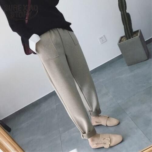 Thick Women Harem Pants Wool Autumn Winter New Pants Women Korean Style Plus Size Pantalon Loose All-match Trousers Capris 11066