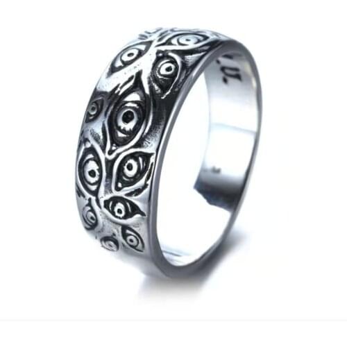 High Quality New Fashion Hot Sale Evil Eye Ring Multi-eye Horror Alloy Mens Ring Gift