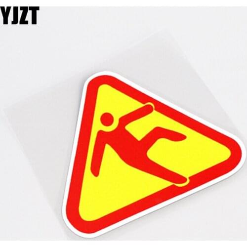 YJZT 10CM*8.7CM Fashion Warning Mark Caution WET FLOOR Car Sticker Decal PVC Accessories 13-0916