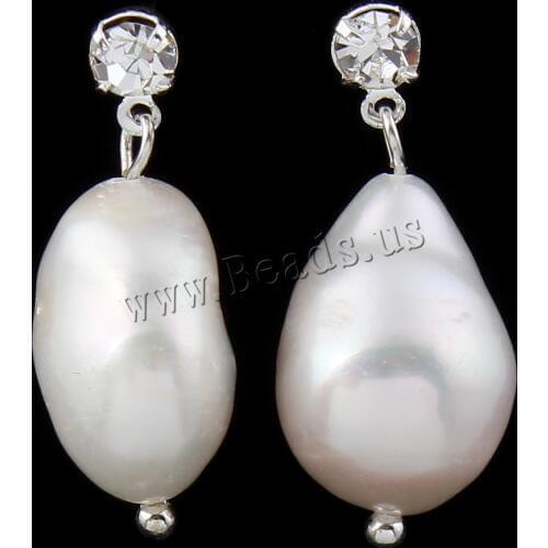 2018 New Jewelry Big Earring Natural Freshwater Pearl Earring For Women Wedding Fashion Silver color Earrings Love Gift