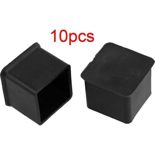 10 Pcs 1" x 1" Furniture Square Rubber Foot Covers Protectors Black