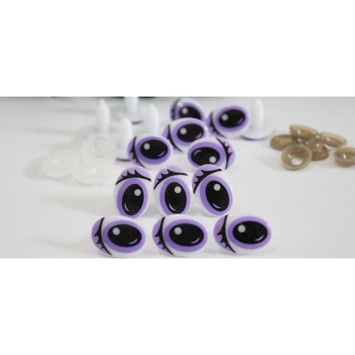 100pcs/lot 15x20mm new style purple print toy safety cartoon eyes animal eyes & washer for diy plush doll findings