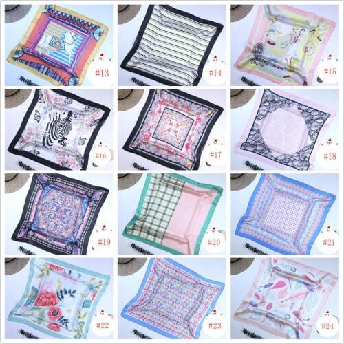 2 PCS / Pack Women Summer Chain Paisley Print Foulard Scarf Striped Leopard Satin Neck Scarf Girls Zebra Silk Square Scarf