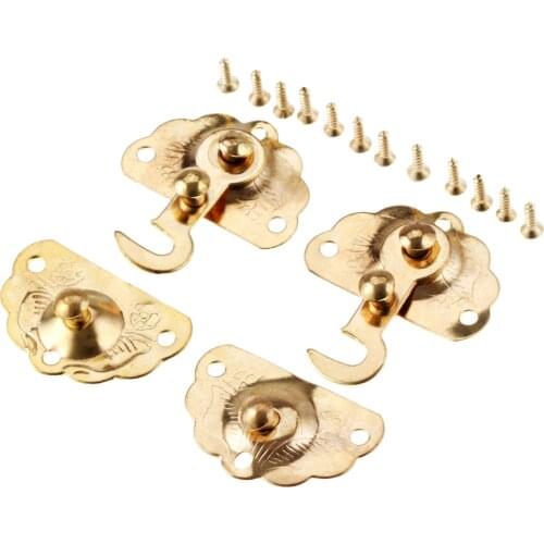 2pcs Gold Decorative Latches Catches Jewelry wood Box Gift Case Decorative Furniture Hardware 35*45mm