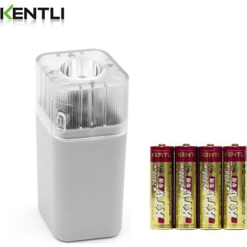 4pcs KENTIL 1.5V AA PK5 rechargeable lithium batteries + 4 slots charger with led flashlight