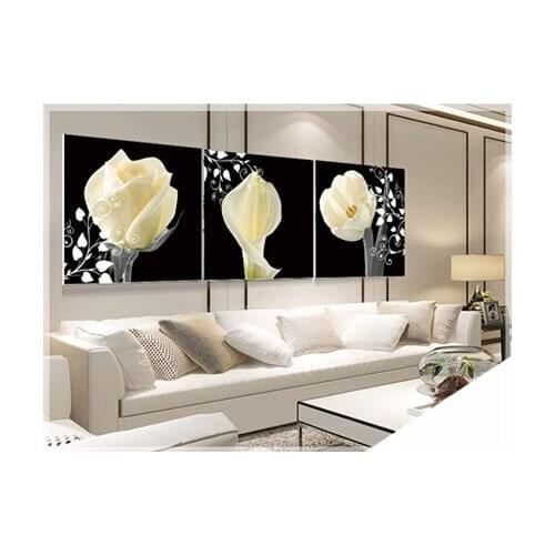 5 pieces of floral 5d diy diamond embroidery needlework cross stitch kit full sticker magic diamond painting White crystal rose