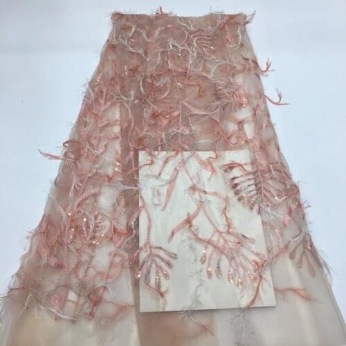 5yards/pc) Fashion French net lace with tassels and sequins latest African tulle lace fabric for graceful party dress FSS330