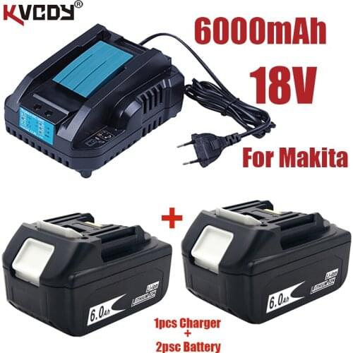 New bl1860 rechargeable battery 18V 6000mah Makita Li ion 18 V battery bl1840 bl1850 bl1830 bl1860b LXT 400 + charger