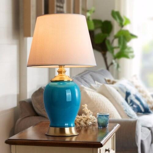 Free Shipping Retro Ceramic Table Lamp Bedroom Bedside Lamp For Living Room Luxury Study Hotel Table Lamp Adjustable Warm Light