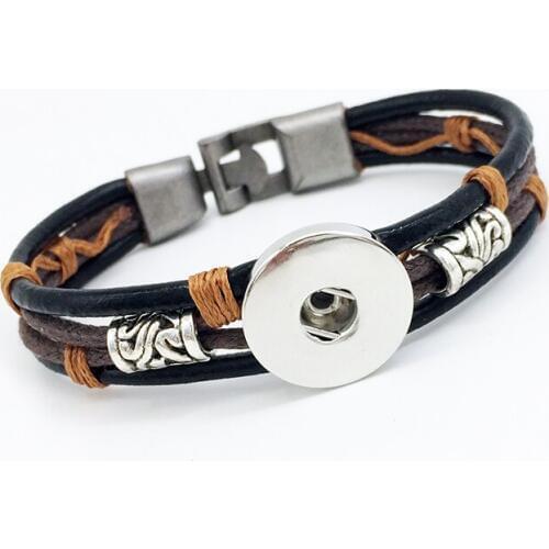 New Retro leather snap button bracelet TP7963 ( fit18mm 20mm snap) BOBOSGIRL