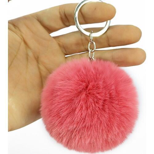 8cm Pom Pom Key Chains For Women Girls Luxury Keychain Bag Charm Car Key Rings Accessories Blue Pink Yellow Pink 20 Colors