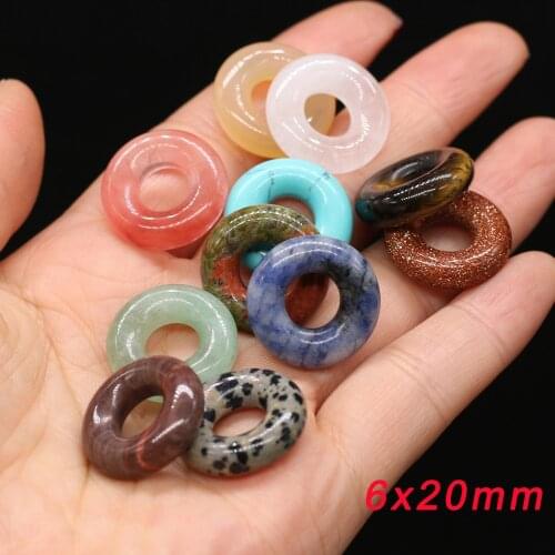 2Pcs Natural Stone Beads Tiger Eye Green Aventurines Big Hole Circle Crystal Beads for Jewelry Making DIY Bracelet Necklace