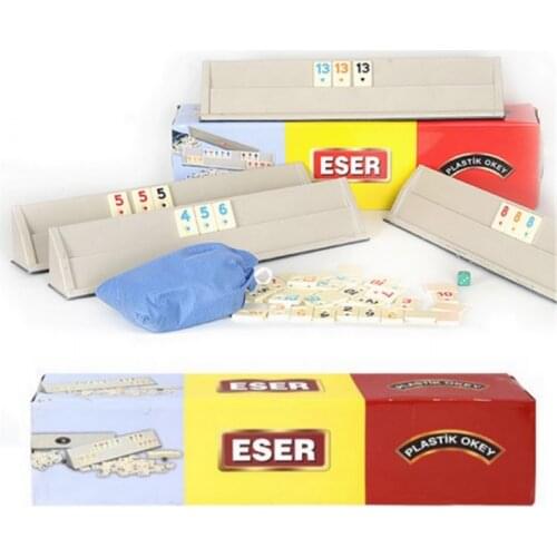 -FAST DELIVERY- Okey Rummy 4 Player Board Game PLASTIC 4x Decks and Quality 106x Chips Set Skill Team Adult Party Team Game