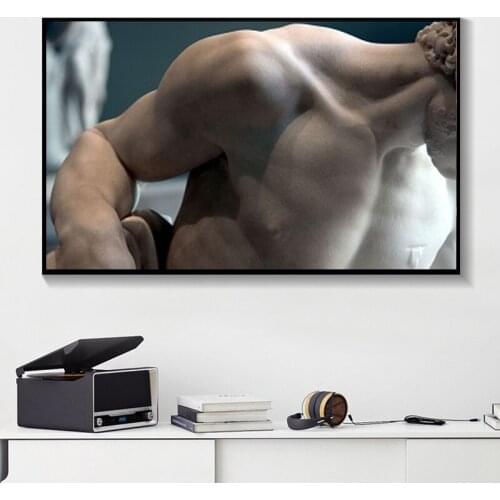 Black and White Man Sculpture Canvas Paintings Wall Art Posters and Prints Wall Art Pictures for Living Room Home Decor Cuadros