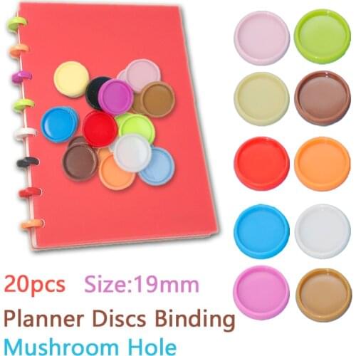 20pcs 19mm Mushroom Hole Binding Discs Plastic Planner Buckle Rings Binder Notebook Discs Rings Loose-leaf Binding Accessories