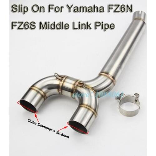 FZ-6N FZ-6S Slip On Connector Link Pipe For Yamaha FZ6N FZ6S FZ6 Motorcycle 51mm Exhaust Muffler Steel Middle Pipe Tube