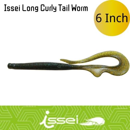 Issei Japan Super Stick Curly Tail 6inch 6pcs/bag Salted Attractant Soft Plastic Artificial Lurebait For Largemouth Bass Fishing