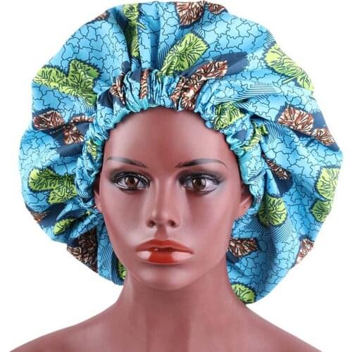 African Bonnet Print Pattern Women Satin Lined Bonnets Extra Large Size Turban