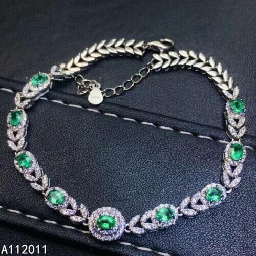 KJJEAXCMY Fine Jewelry 925 Sterling Silver inlaid gemstone Emerald exquisite women new hand bracelet support test hot selling