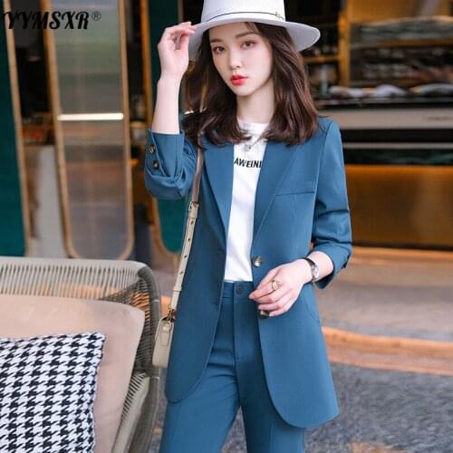 Large Size High-end Office Suit Autumn and Winter Mid-length Loose Professional Suit 2021 New Ladies Jacket Pants 2-piece Set