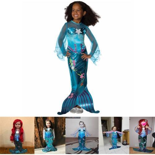 DAYLEBABY Little Mermaid Princess Ariel Costume Girls Dress up Fancy Party Dress Shiny Sequins Mermaid Tails Party Holiday