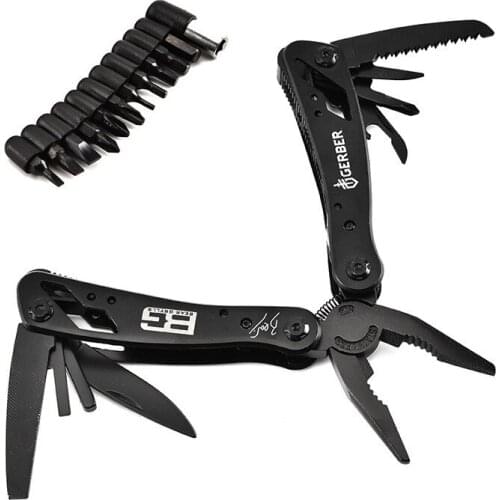 Multitool 11 In 1 Folding Pliers Outdoor Camping Hiking Portable Scissors Opener Screw Drivers Black Folding Knife Pliers