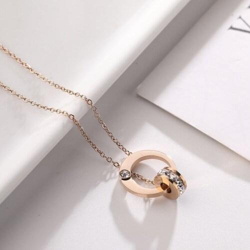 Fashion Titanium Steel Zirconia Necklaces For Women Girlfriend Anniversary Wedding Party Trendy Necklaces Accessoeries Jewelry
