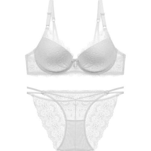 New Arrival French Young Girls Bra Sets sexy underwire Thin Cup Bras Lace Embroidery Lingerie set Fashion Qizhimiao