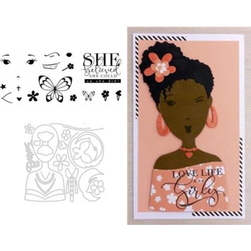 Girl Transparent Clear Stamps and cutting dies for DIY Scrapbooking/Card Making/Kids Christmas Fun Decoration Supplies