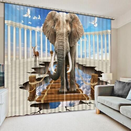Elephant curtains Luxury Blackout 3D Window Curtains For Living Room Bedroom Customized size animal curtains