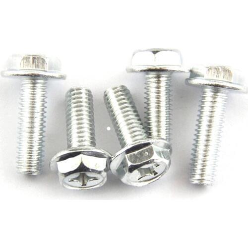 20pcs M4 M5 M6 Hex Cross Flange Hexagon Screw Carbon Steel Hexagon Cross Phillips Flange Head Hex Bolts
