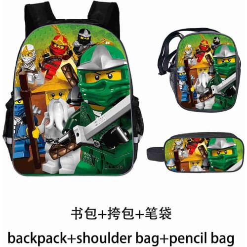3Pcs/Set Ninjago School Bag For Boys Girls Movie Cartoon Backpack Children School Set Schoolbag Kids Gift mochilas