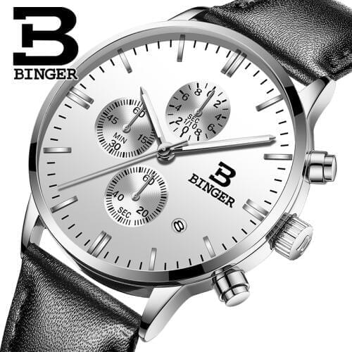 Switzerland mens watch luxury brand Wristwatches BINGER Quartz men watches waterproof Auto Date Chronograph clock BG9201