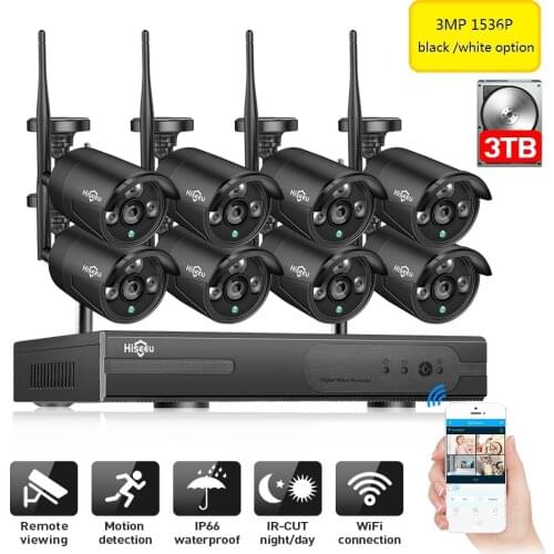 2MP CCTV System 1080P 8ch HD Wireless NVR kit 3TB HDD Outdoor IR Night IP Wifi Camera Security System Video Surveillance Hiseeu