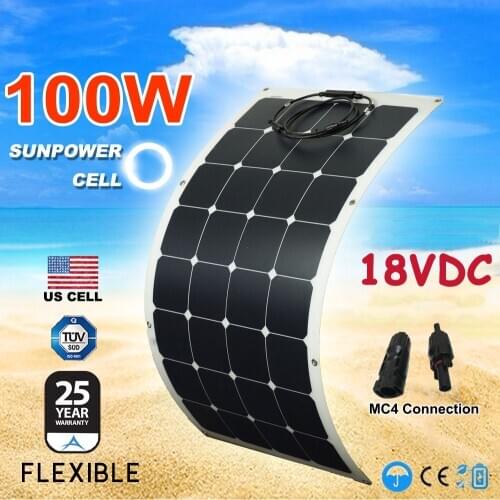 Sunpower Cell ,ETFE Film ,Super Power Solar Panel 100W for 12V 18V Battery Charge