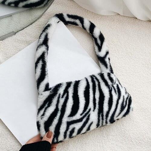 Shoulder Bag Leopard Print Portable Women Square All Match Plush Underarm Bag Clothing Accessory Portable Cow Print Underarm Bag