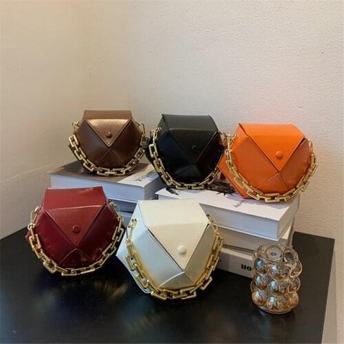 Thick Chain Tote Bag 2021 Winter New High-quality PU Leather Womens Designer Handbag Vintage Mini Shoulder Messenger Bag Purses