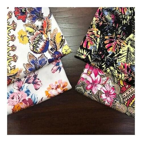 Rayon fabric dark floral printed fabric dress fabricLFCK080028