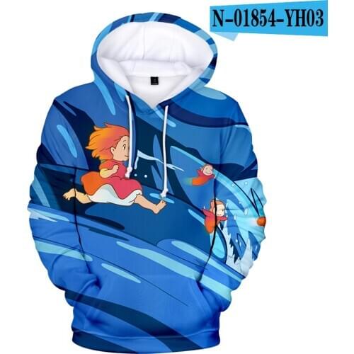 New 3D Anime Ponyo on the Cliff Hoodies Teenage Couples Hoodie sweatshirt 3D Cartoon Ponyo Long Sleeve Casual Boy Girl Pullovers
