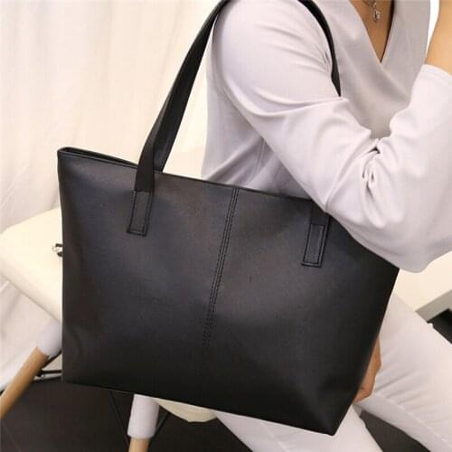 Large Capacity Soft PU Leather Simple Shoulder Bag for Women 2021 New Female Ladies Casual Shopping Totes Travel Bags Handbags