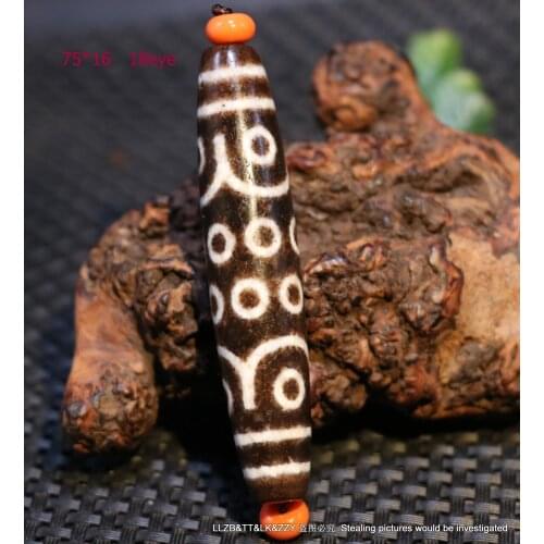 Magic Power Tibetan Old Agate 18 Eye Long dZi Bead 75MM Totem Master Pendant 4A+ Timestown UPD22