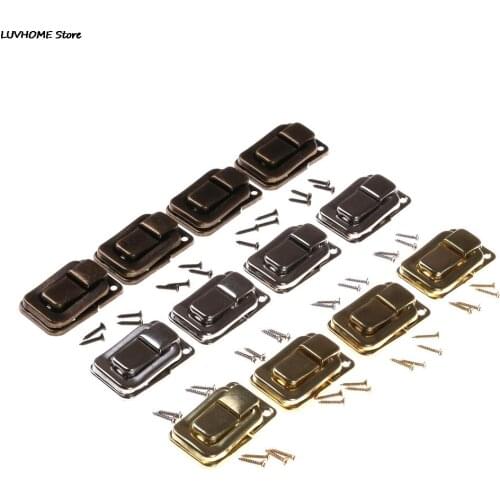 ZLinKJ 4pcs Silver Fastener Toggle Lock Latch Catch Practical Locks for Suitcase Case Boxes Chests Trunk Tools