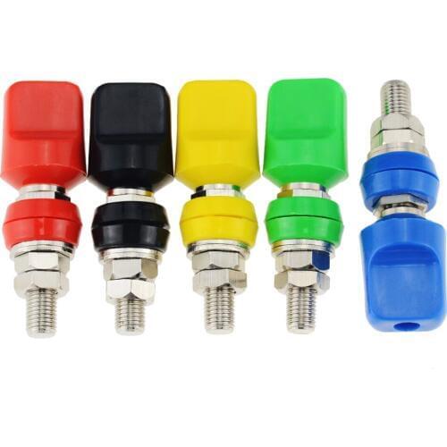 1PCS M8*63 Binding Post 8mm Flat Cap Terminal 4mm Hole Banana Socket 40A High Current Grounding Column M8x63 Banana Plug