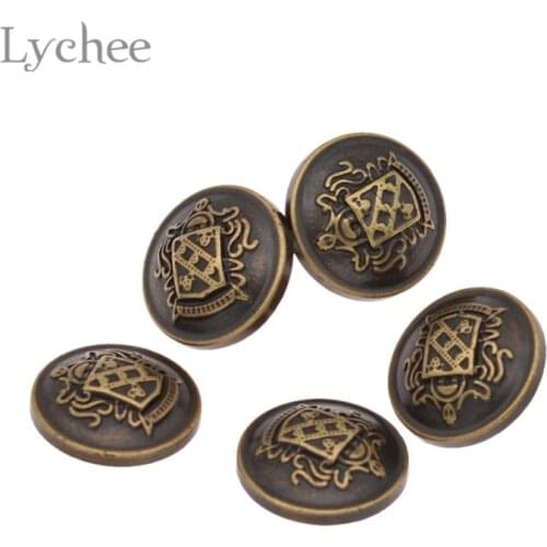 Lychee Life 5pcs 15mm/18mm Vintage Plastic Buttons Suit Decorative Button Sewing Supplies Clothes Accessories