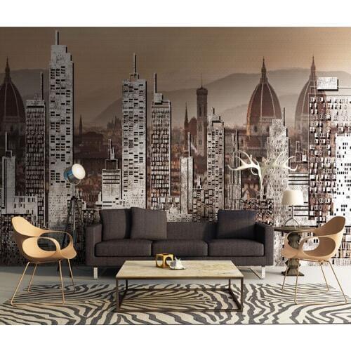 Bacaz Large Paint 3d City Wallpaper Murals for Living Room Sofa Bacaground 3d Architecture Photo Mural Wall paper Stickers Decor