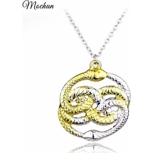 MQCHUN Wholesale The Never Ending Story Dual Snakes Mixed Auryn Gold Pandemonium Chain Necklace Cosplay Gift