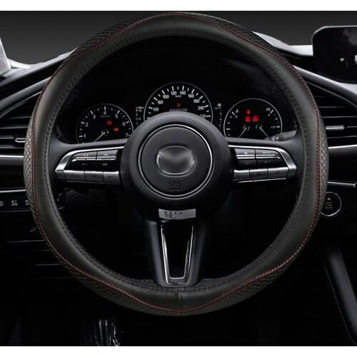 Genuine Leather Car Steering Wheel Cover for Mazda 1, 121 Mazda 2 Seden Series DE DH-3 DL DJ DY Demio Auto Accessories