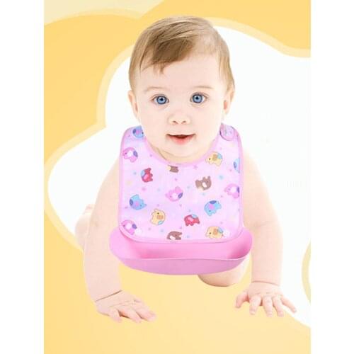 Baby Bibs Waterproof Silicone Feeding Baby Saliva Towel Newborn Cartoon Aprons Baby Bibs Detachable Cloths Bandana 1226