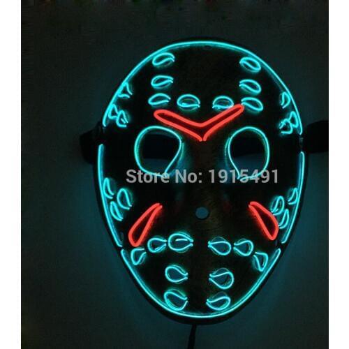Friday the 13th The Final Chapter Led Light Up Freddy Figure Mask Music Active EL Fluorescent Horror Mask Hockey Party Lights