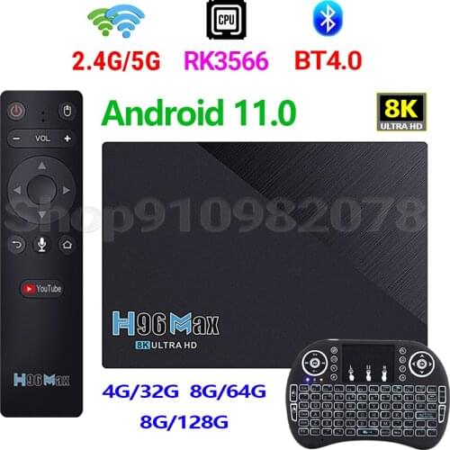 2021 New H96 MAX 3566 Media Player RK3566 Android 11 2.G/5G Dual Wifi LAN 1000M BT4.0 4K HD Keyboard Set Top Box TV Box 8GB/4GB